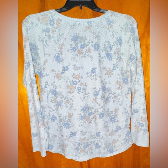 Sonoma Pale Green Floral Long Sleeve Top Thermal Size Large - Picture 2 of 5